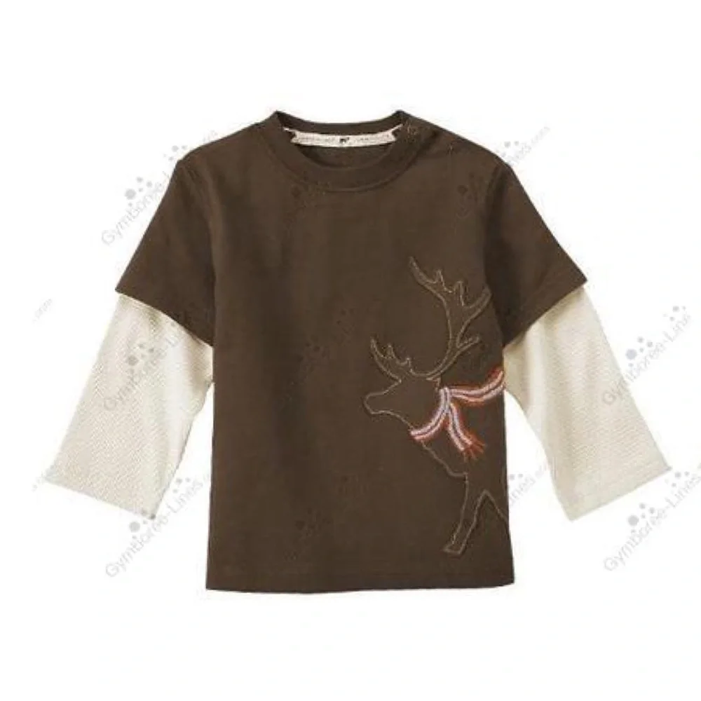 Janie and Jack Reindeer Double Sleeve Tee